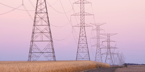 High capacity electrical transmission lines in rural Nebraska, USA. 