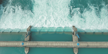 Aerial view from water barrage