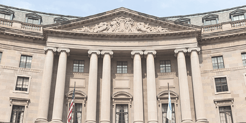 Washington DC, USA - June 11, 2015: The William Jefferson Clinton Federal Building is home the Environmental Protection Agency (E.P.A.) and located in downtown Washington DC, USA.