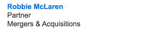 Robbie McLaren Partner Mergers & Acquisitions