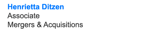 Henrietta Ditzen Associate Mergers & Acquisitions