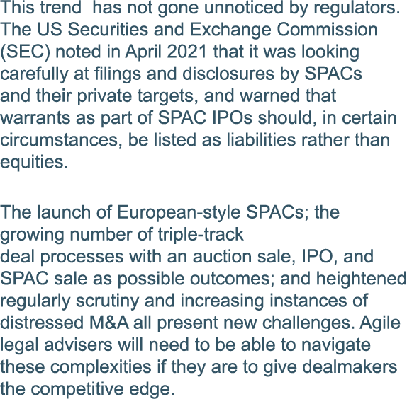 This trend has not gone unnoticed by regulators  The US Securities and Exchange Commission (SEC) noted in April 2021    