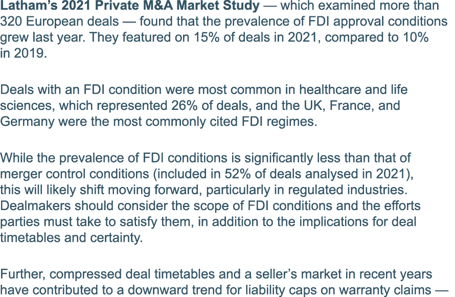 Latham s 2021 Private M&A Market Study — which examined more than 320 European deals — found that the prevalence of F   
