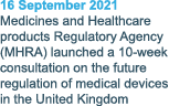 16 September 2021 Medicines and Healthcare products Regulatory Agency (MHRA) launched a 10-week consultation on the f   